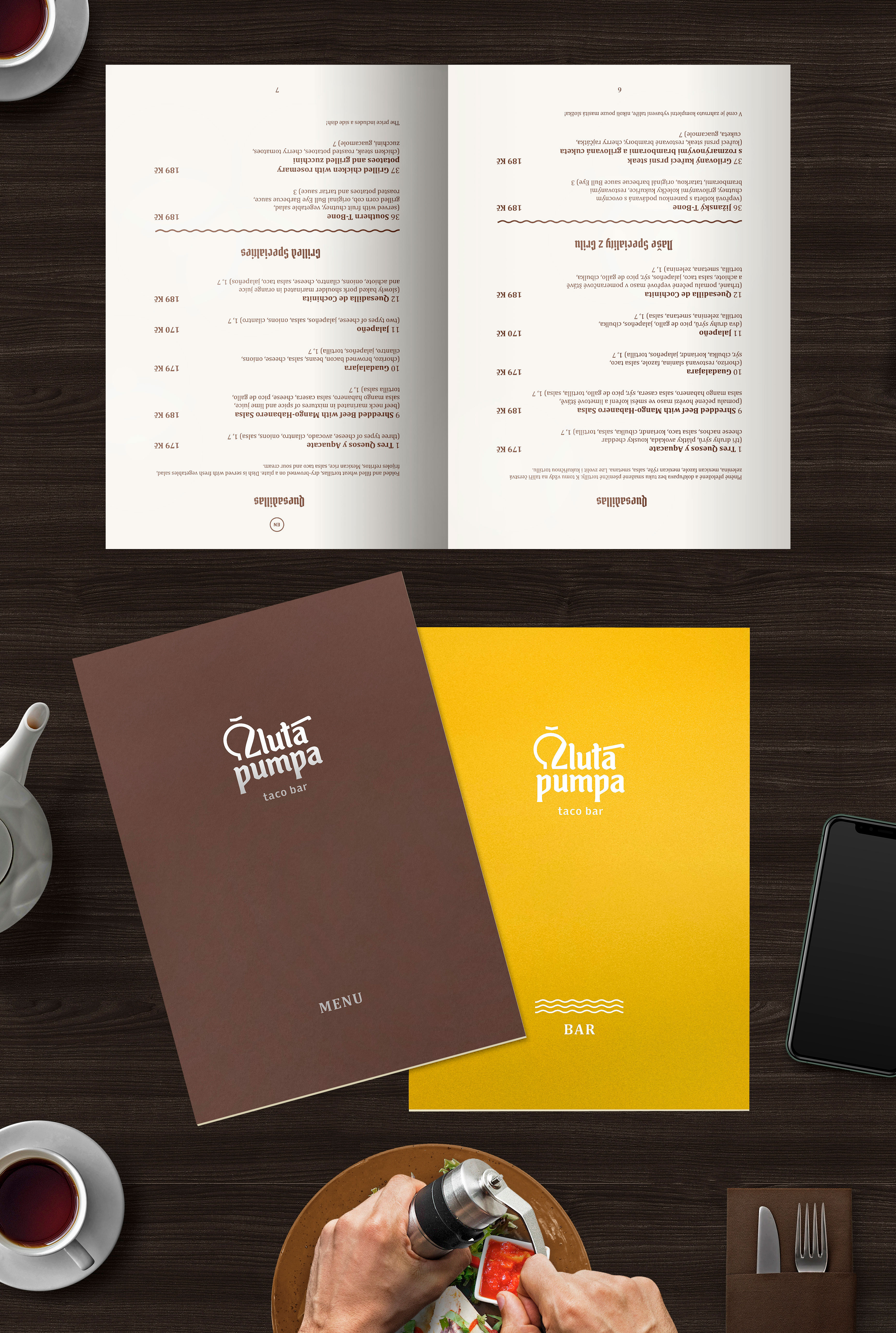 Žlutá Pumpa bar menu